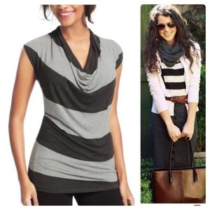CAbi Wide Stripe Cowl Neck Stretch Tank | sz S